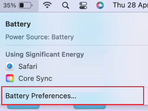 battery preferences