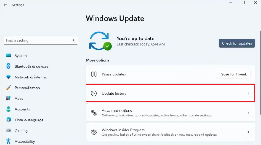 update history windows update