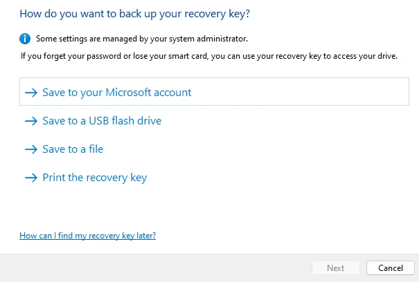 back up your recovery key