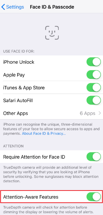 attention aware features on iphone