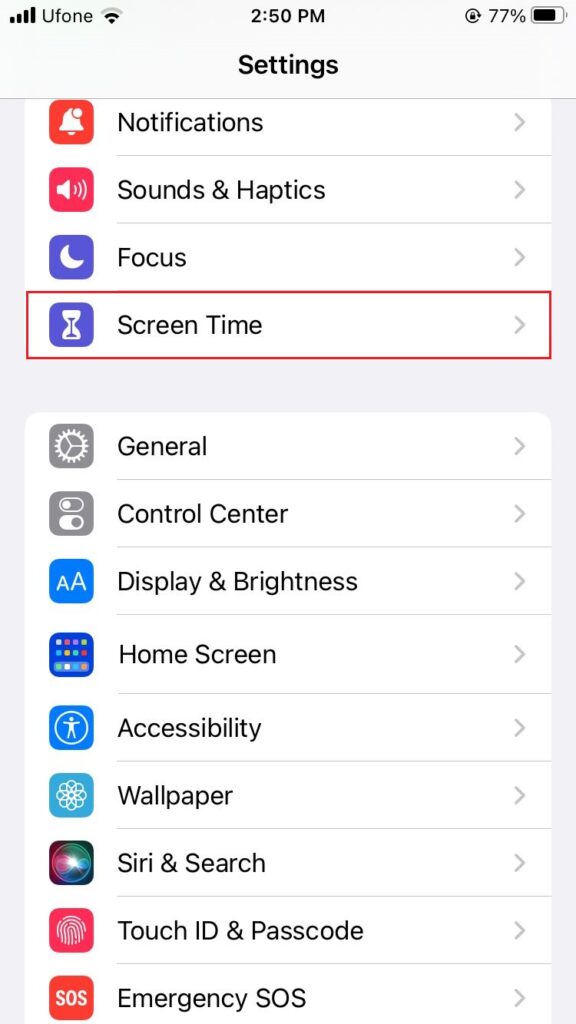 screen time iphone setting