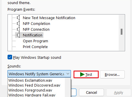 Change or Disable Notification Sounds on Windows 11