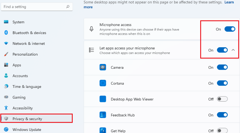 privacy and security settings in windows 11