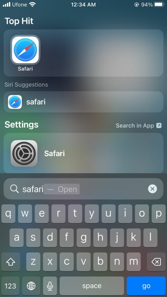 search for safari iphone