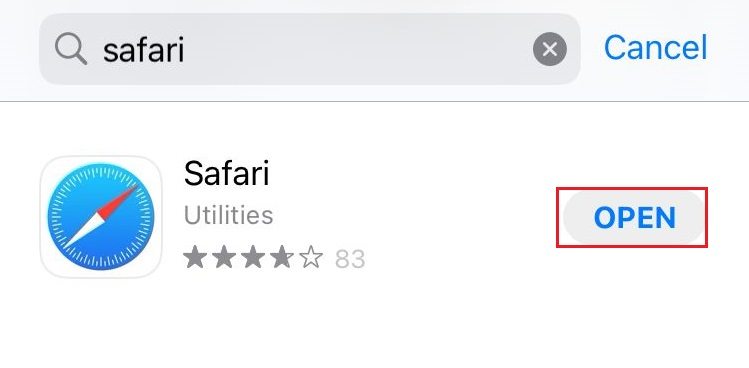 open safari from app store