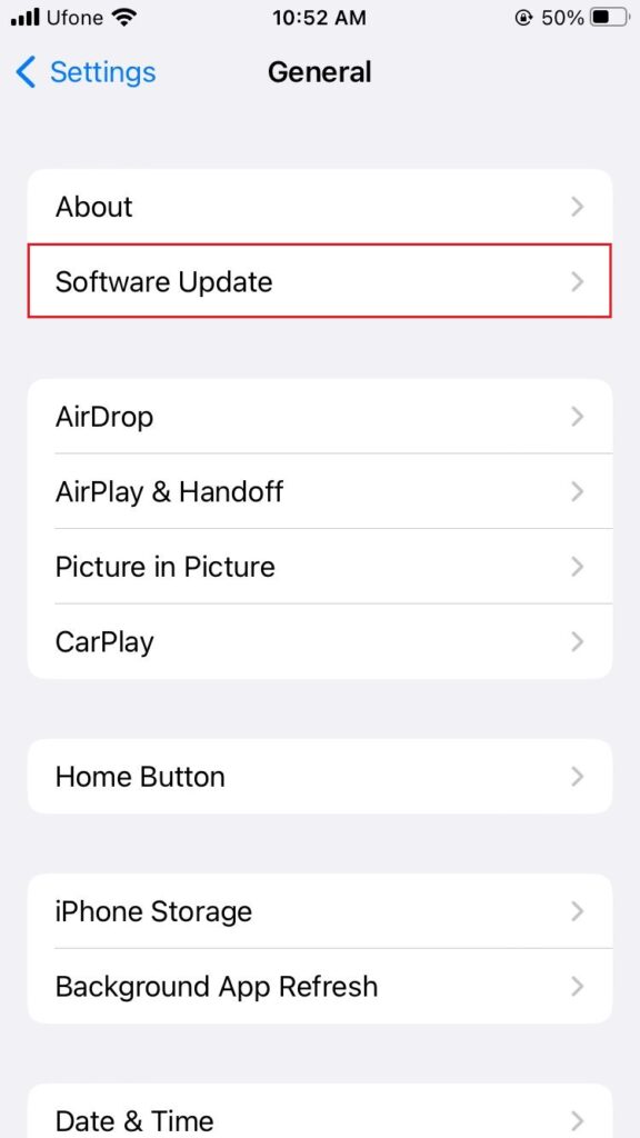 Software Update on iPhone