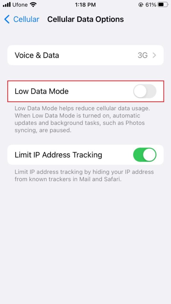 iphone low data mode option