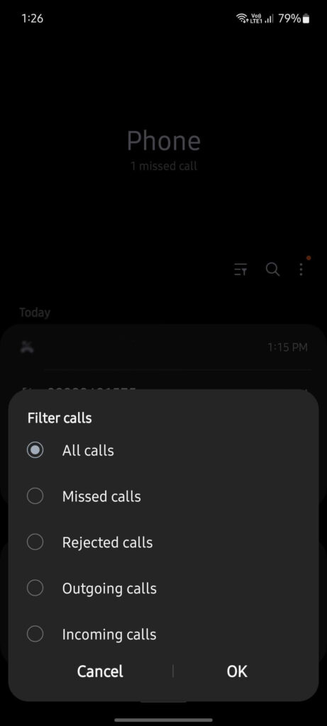 call history not showing on Android