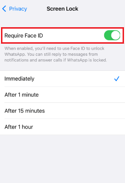 enable Face ID on Whatsapp 