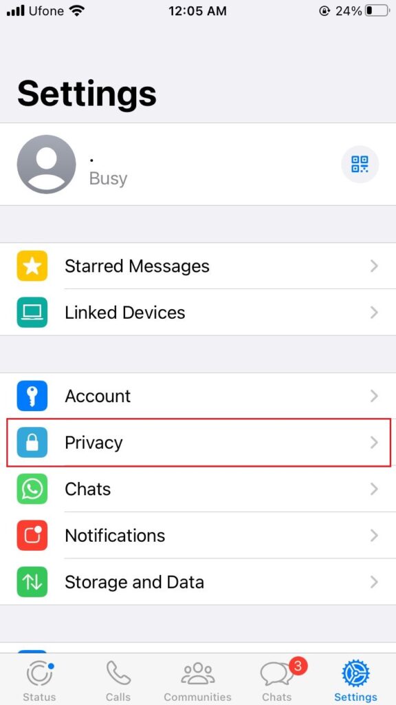privacy settings in Whatsapp 