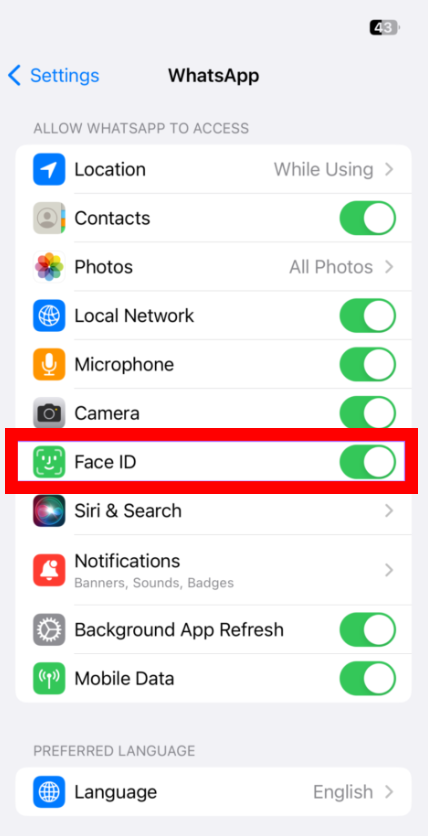front camera not working on WhatsApp