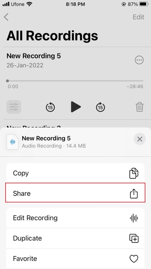 Share Audio Recordings on iPhone
