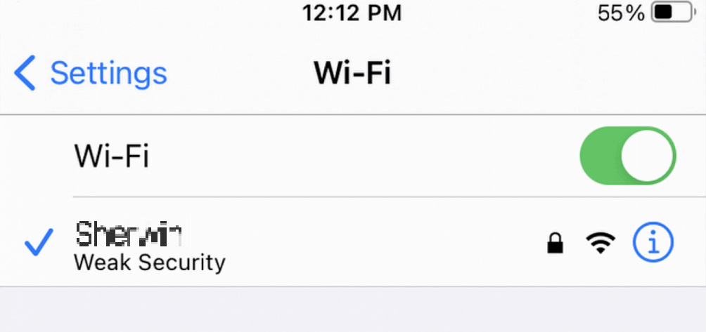 Wi-Fi settings on iPhone