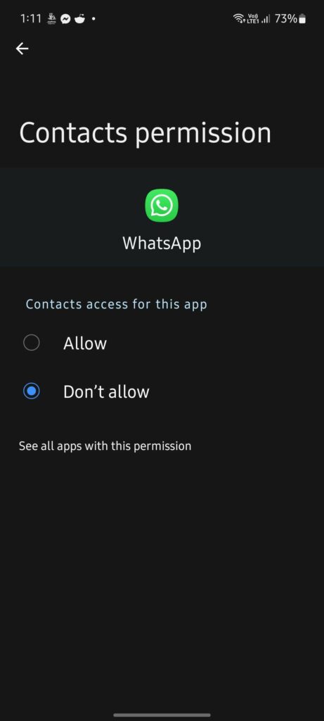 Allow Contacts WhatsApp