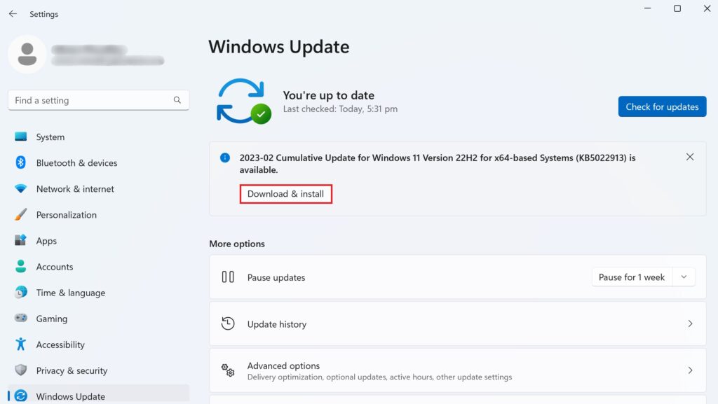 download & install windows update