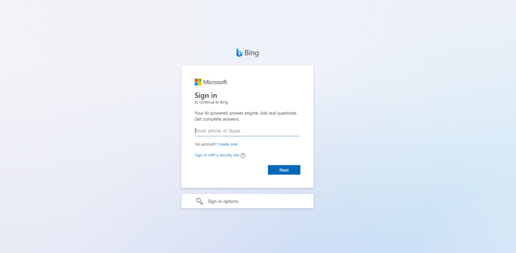 Bing Chat Sign In Page