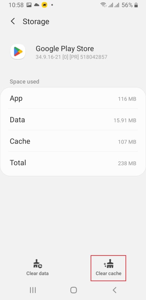 google play store clear cache