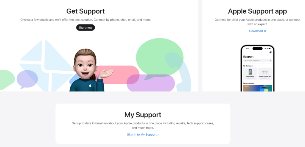 Apple Support Page