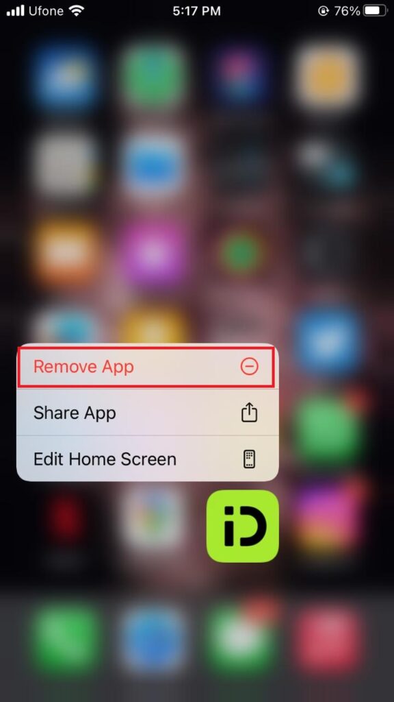 remove app iPhone