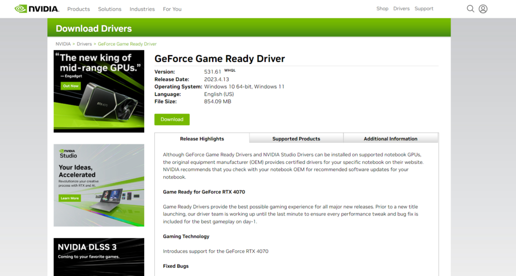 download geforce game ready driver
