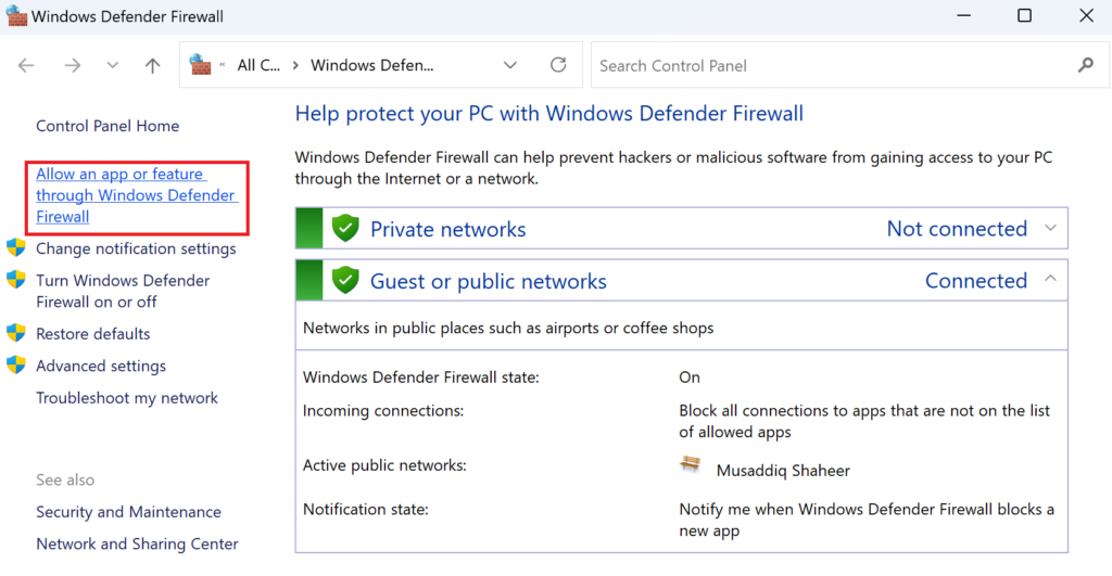 Windows Defenfer Firewall
