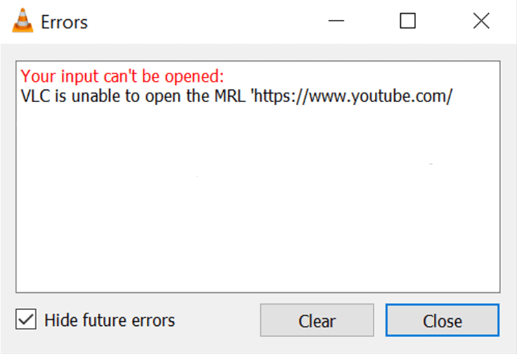 vlc input cant be opened error on Windows 11