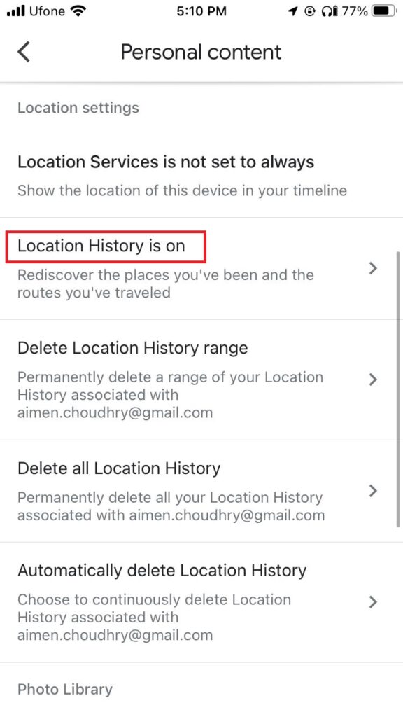location history iPhone