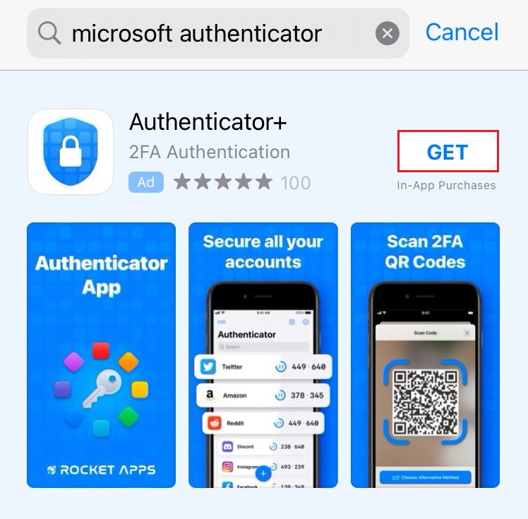 microsoft authenticator on app store