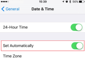 date & time settings on iphone