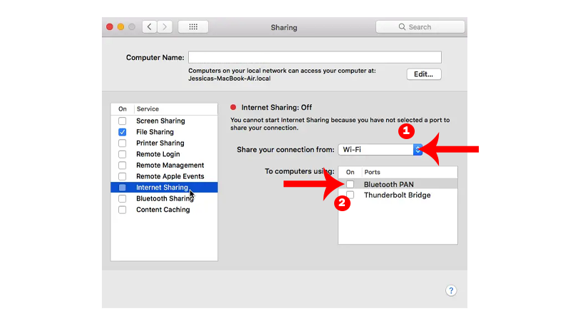 enable internet sharing on mac
